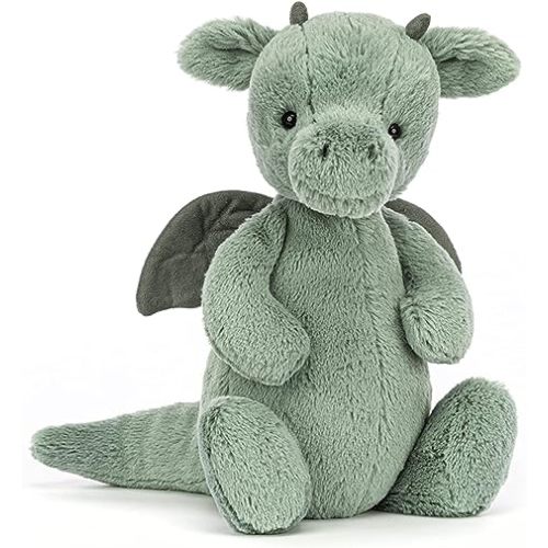 Jellycat Bashful Dragon Stuffed Animal, Medium, 12 inches - Medium - 12"