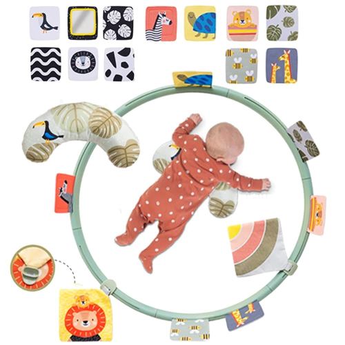 Taf Toys Tummy Time Support for Newborns & Babies, Developmental Activity Center with Detachable Cushion & Toys Encourage Baby’s Senses Development, Fine & Gross Motor Skills & Eye-Hand Coordination