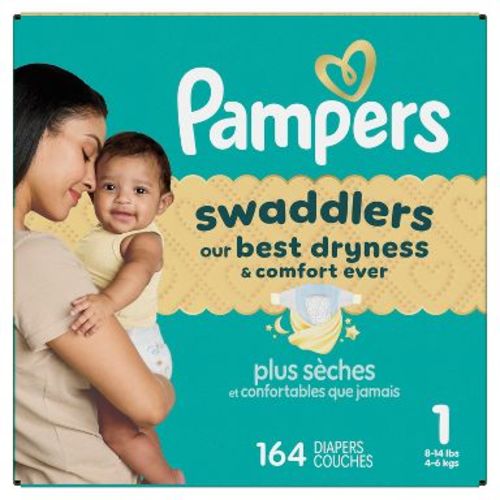 Pampers Swaddlers Sensitive Disposable Diapers - Size 1 - 164ct