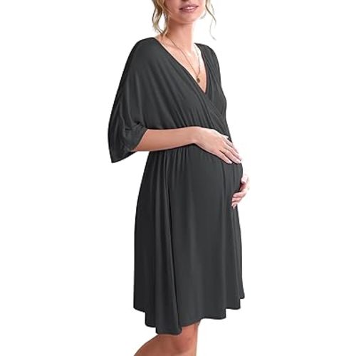 Ekouaer 3 in 1 Labor/Delivery/Hospital Gown Maternity Dress Nursing Nightgown Sleepwear for Breastfeeding