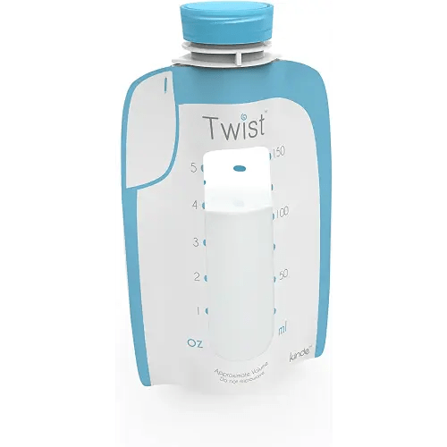 Kiinde Twist Pouch Direct-Pump Direct-Feed Twist Cap Breast Milk Storage Bag for Pumping, Freezing, Heating and Feeding, Pre-Sterilized, Breast Feeding Essentials, 6 Ounce, Pack of 20