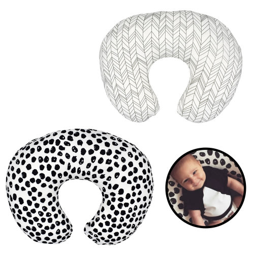 Dosaele Nursing Pillow Covers for Baby Girl, 2 Pack Nursing Pillow Slipcovers for Breastfeeding Moms, Soft and Stretchy Safely Breastfeeding Pillow Cover for Infant(Black)