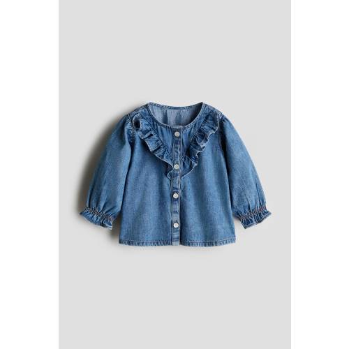 FLOUNCED DENIM BLOUSE