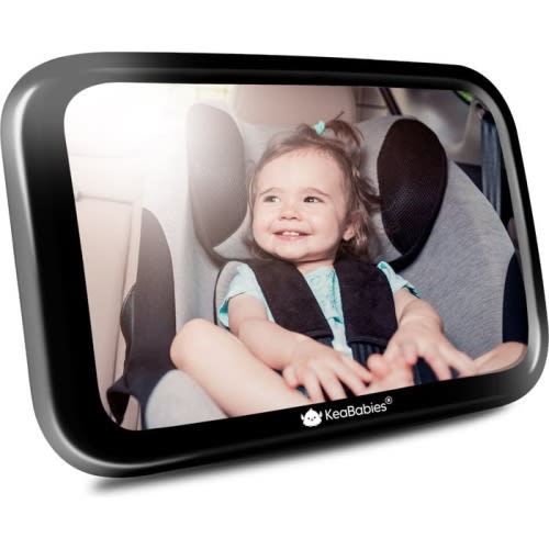 KeaBabies Baby Car Seat Mirror, Large, Sleek Black