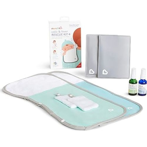 Munchkin® Theraburpee with Essential Oils: Colic & Fever Rescue Kit + with Hot & Cold Therapy Burp Cloths & Aromatherapy