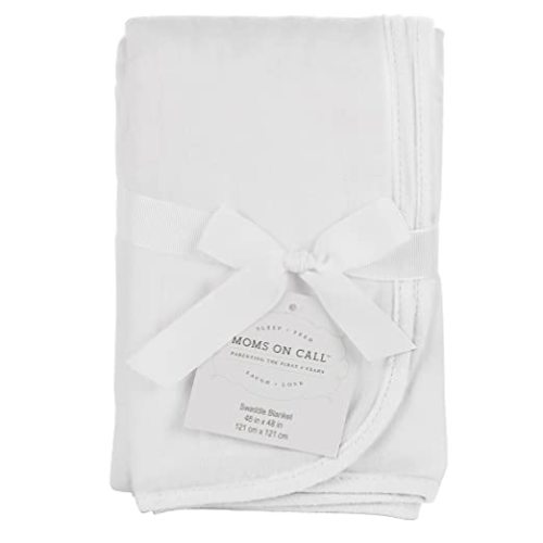 Baby Swaddle 0-3 Months | Moms on Call | Newborn, Essential Swaddle Blanket | 48X48 | Cotton (Modern White)