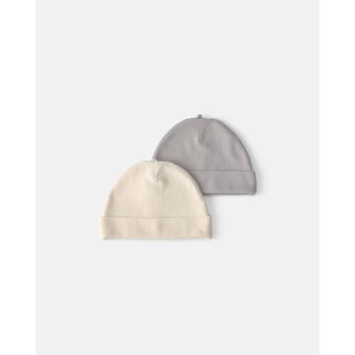 Baby 2-Pack Caps - Grey/Ivory | Carter's