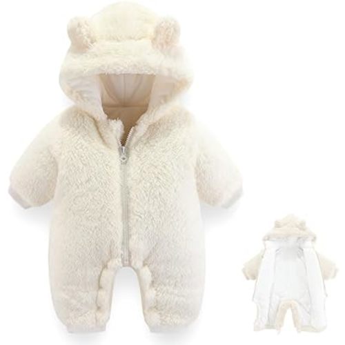 Newborn Baby Bear Onesie Outfit Suit Girls Boys Fleece Jumpsuit Romper Hooded Winter Snowsuit Clothes
