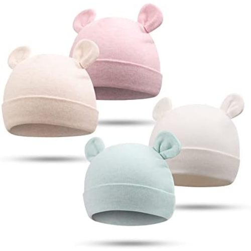 Bamery Newborn Baby Girls Hospital Hat Thick Cute Bear Ear Cotton Baby Boy Beanie for 0-6Months