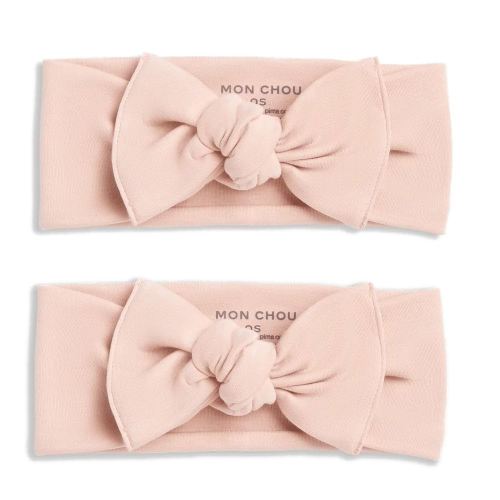 MON CHOU Adjustable Baby Headbands - Set of 2 Organic Cotton Headbands for Baby Girls - Ultra Soft, 100% Pima Cotton Infant Hair Bows (Bloom)