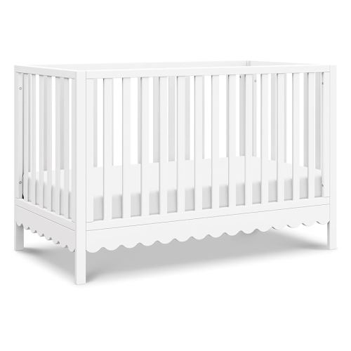 DaVinci Sammy Scallop 4-in-1 Convertible Crib in White, GREENGUARD Gold Certified