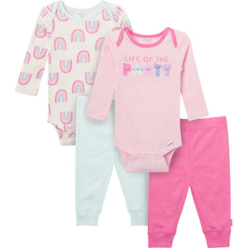 4-Piece Baby Girls Party Rainbow Onesies® Bodysuits and Pants