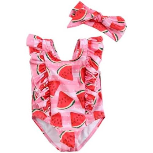 Baby Girl Swimsuit Ruffle One Piece Bathing Suit Newborn Infant Girl Cute Sleeveless Summer Beach Bikini Swimwear Set