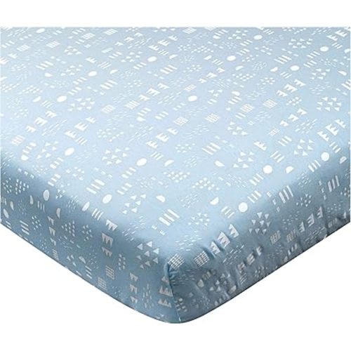 Organic Cotton Fitted Crib Sheet | Pattern Play Light Blue