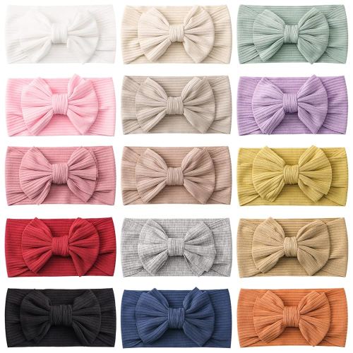 jollybows 15 PCS Baby Girls Headbands with Bows Handmade Hair Accessories Stretchy Hairbands for Newborn Infant Toddler