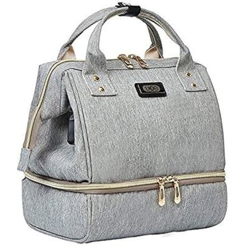 GOGOSO Breast Pump Bag with Cooler Pocket, Mini Pumping Bags for Working Mom Cooler Tote Bag Built-in USB Charging Pot for Phone Mother Diaper Bags -No Include ice Pack,Grey