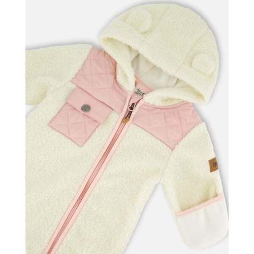 Baby One-Piece Sherpa Mid-Season Outerwear, Off-White And Pale Pink - Deux par Deux | Maisonette