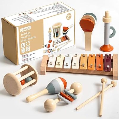 Baby Musical Toys, Musical Toys for Toddlers, Kids Musical Instruments, Toddler Music Toys Preschool Educational Birthday Gift, Montessori Toys Wooden Percussion Instruments Set