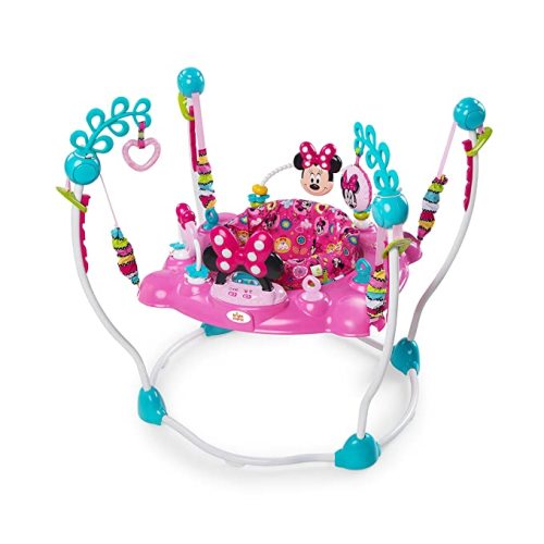Bright Starts Disney Baby MINNIE MOUSE PeekABoo Baby Activity Center Jumper with 8 Toys, Lights & Sounds, 360-Degree Seat, 6-12 Months (Pink/Blue) - Minnie Mouse PeekABoo