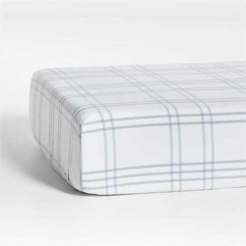 Stax Mist Blue 100% Organic Cotton Baby Crib Fitted Sheet