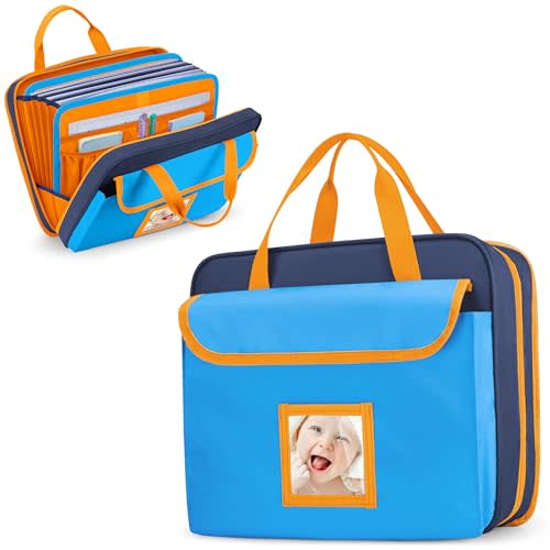 GRAOSO Baby File Organizer Baby Briefcase Hospital Document Folder for Newborn 9 Expandable Binder with Photo Name Areas