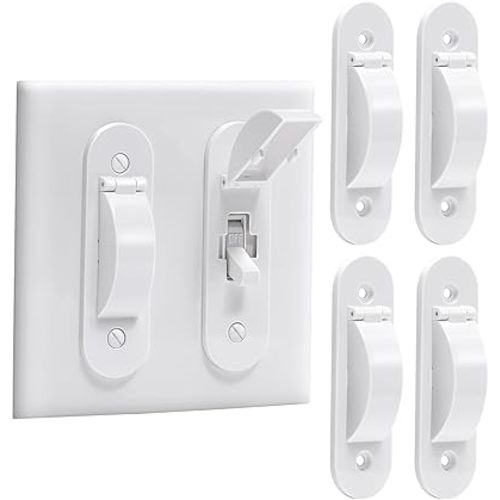 Wall Switch Guard, Child Proof Light Switch Cover Guard | Toggle Style | Light Switch Protection | Keep Toggle Switch in On or Off Position | 4 Pack, White