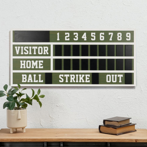Trinx Baseball Scoreboard Sign Wood Wall Decor | Wayfair