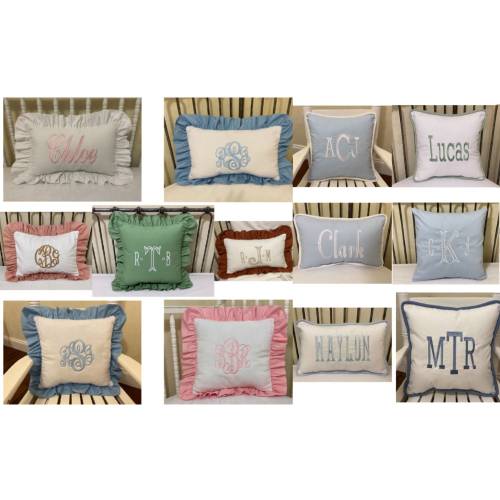 35 Colors - Cotton Accent Pillow, Pillow with Ruffle, Personalized Pillow, Nursery Pillow