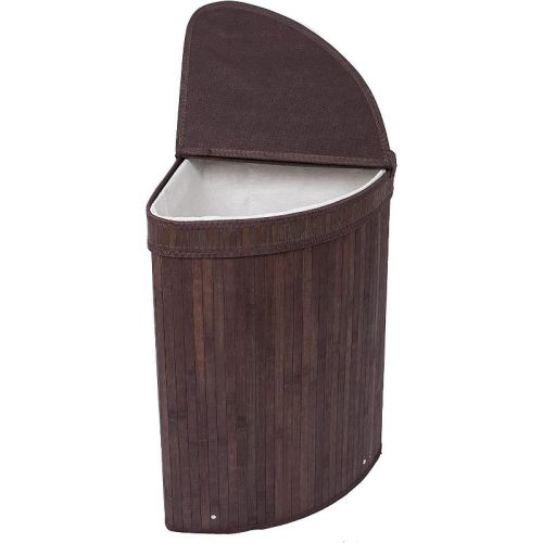 BirdRock Home Bamboo Corner Laundry Hamper with Lid and Cloth Liner - Espresso