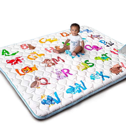 Beavtaens Baby Play Mat for Floor, Fits 71x59 Playpen, Non-Slip, Soft for Infants, 0-4 Years (Animal)