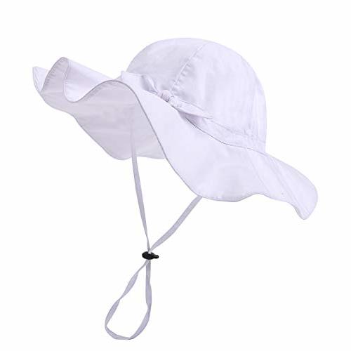 Baby Girl Sun Hat with UPF 50+ Outdoor Adjustable Beach Hat with Wide Brim Bucket Hats