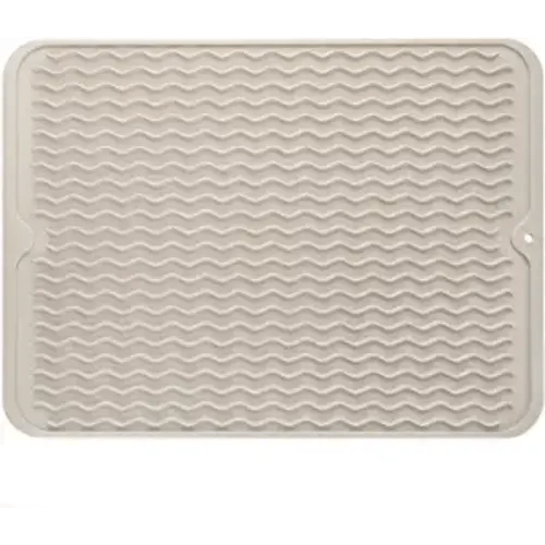 MicoYang Silicone Dish Drying Mat for Multiple Usage,Easy clean,Eco-friendly,Heat-resistant Silicone Mat for Kitchen Counter or Sink,Refrigerator or Drawer liner Tapioca L 16 inches x 12 inches - L (16"×12")