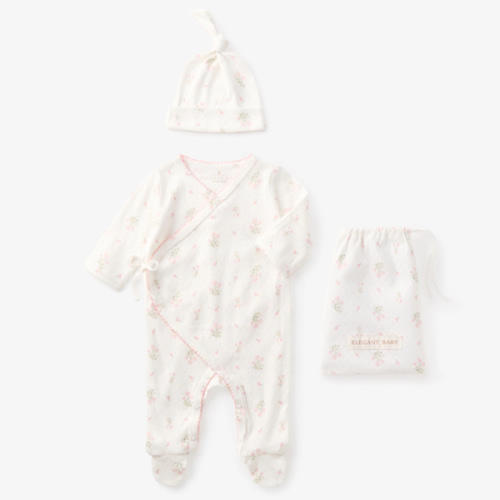 Folklore Floral Organic Cotton Pointelle Layette 2PC Set – Elegant Baby