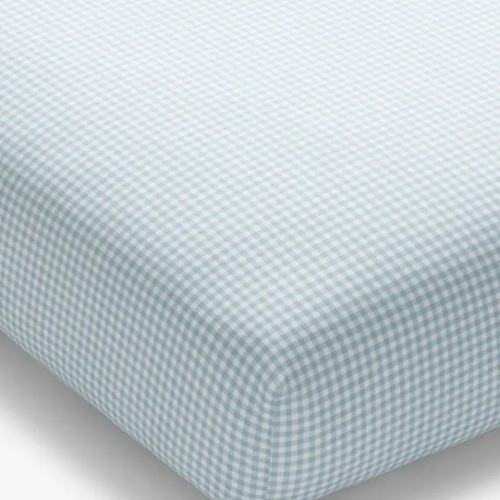 Ditsy Blue Gingham Classic Cool Organic Cotton Percale Fitted Crib Sheet