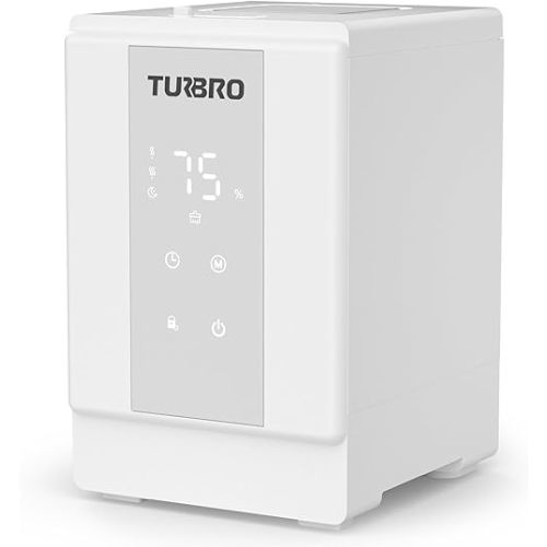 TURBRO 4L/1Gal 304 Stainless Steel Steam Humidifier, Warm Mist Humidifier for Bedroom Baby Nursery, 500 mL/h Output, Dishwasher Safe, Easy to Clean, ETL-certified Sleep Mode 1-12h Timer, GLS04