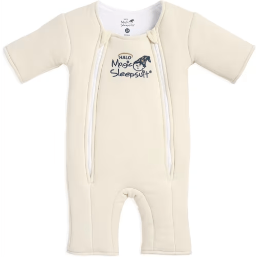 Magic Sleepsuit Baby Merlin's Cotton Baby Swaddle Transition Product - Soft and Cozy Design, Double Zipper for Easy Diaper Changes, Promotes Safe Sleep, 3-6 Months - Cream - Small (12-18lbs)