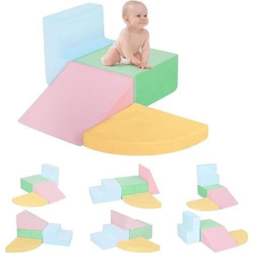 Climbing Toys for Toddlers 1-3 Inside, Baby Foam Climbing Blocks for Toddlers, 4-Piece Soft Play Climbing Blocks, Indoor Climb Crawl Activity Play Set, Birthday Gift