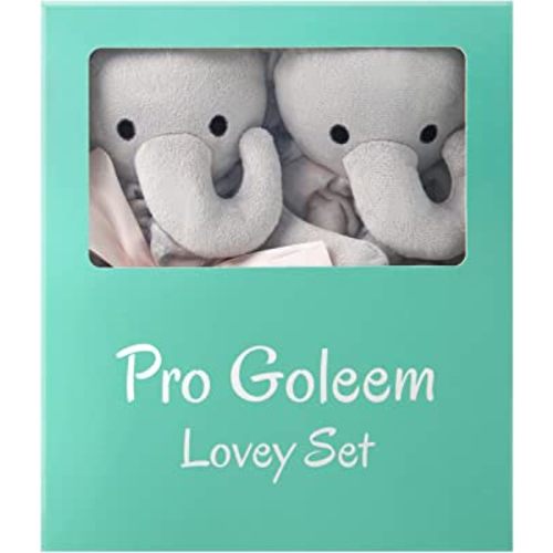 Pro Goleem Elephant Loveys for Babies Twin Baby Gifts Soft Security Blanket Baby Snuggle Toy Stuffed Animal Blanket for Infant and Toddler Gray, 2 Pack