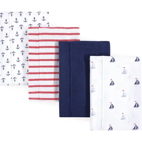 Luvable Friends Unisex Baby Cotton Flannel Burp Cloths, Sailboat, One Size