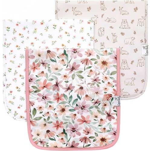 Copper Pearl Baby Burp Cloths 3 Pack, Cotton Burp Cloths, Extra Absorbent Spit Up Rags, Natalie Set