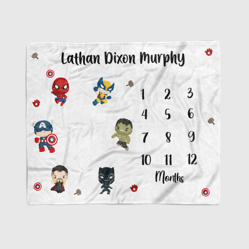 Superhero Milestone Blanket, Boy Milestone Blanket, Superhero Boy Nursery, Personalized Superhero Blanket, Personalized Baby Blanket
