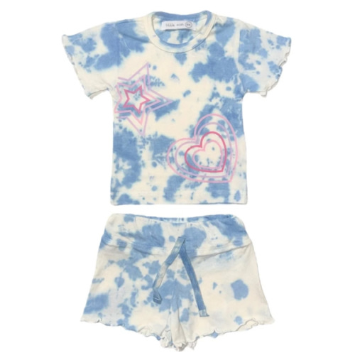 STARS & HEARTS TIE DYE TSHIRT & SHORTS SET - 3M