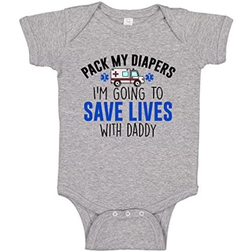 I'm Going to Save Lives with Daddy EMT or Paramedic Baby One Piece Or Toddler T-Shirt Ambulance Baby Clothes