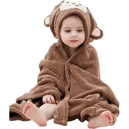 Baby Hooded Bath Towel Blanket Soft Warm Absorbent Swimming Poncho Shower Towel for Newborn Infant Toddler, 27" x 55"
