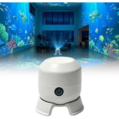 Dynamic Rotating LED Projector Light, 360° Rotating Ocean Wave Night Projection Night Light, Multi-Angle Projection Base, for Meditation, Bedroom, Home Theater