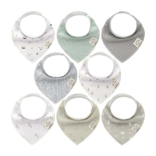 GOTS Certified, 100% Organic Cotton Bandana Bibs, Set of 8