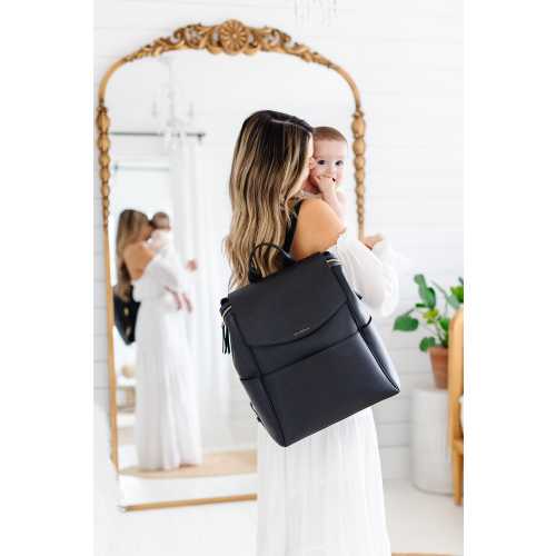 Convertible Multifunctional Large Black Premium Vegan Leather Diaper Bag Backpack, Laptop Backpack, Includes Accessories(FREE US SHIPPING)