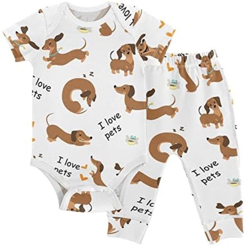 vvfelixl Baby Clothes Cute Cat Baby Bodysuits Set Unisex Short Sleeve Baby Pants Sets 0-3M