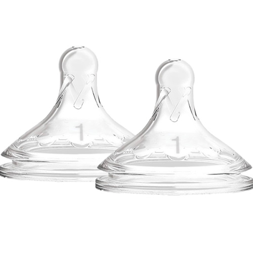 Dr. Brown's Natural Flow Level 1, Wide-Neck Baby Bottle Nipple, Slow Flow, 100% Silicone, 2 Pack, 0m+