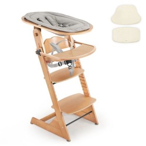 3-in-1 Convertible Wooden Toddler High Chair, Baby Feeding Chair with Removable Tray, Cushion and Harness